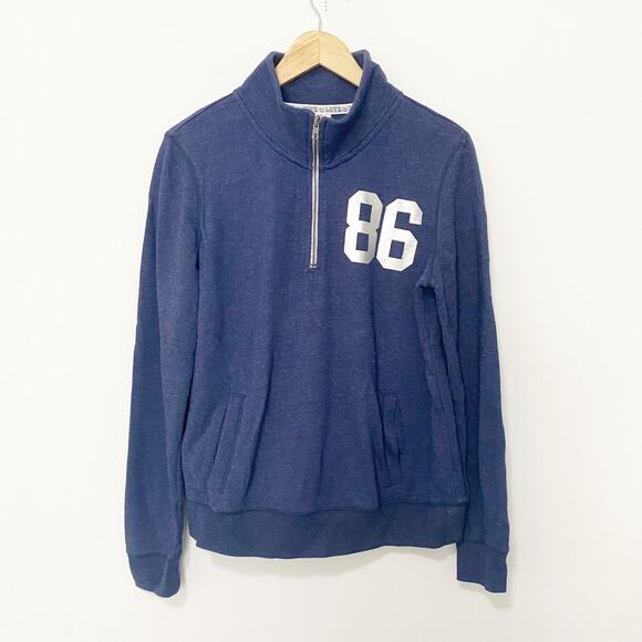 Victoria's Secret PINK Love Pink Blue Quarter Zip Sweatshirt Size Medium - Picture 1 of 5